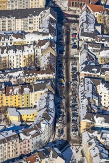 Aerial view, residential area Brunnenstraße, cleared street, Nordmarkt, Dortmund, Ruhr area, North