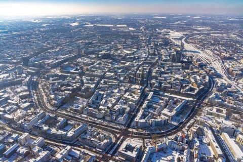 Aerial view, city centre, Wallring, central station, city, Dortmund, Ruhr area, North