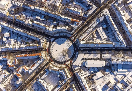 Aerial view, winter at Borsigplatz, Dortmund, Ruhr area, North Rhine-Westphalia, Germany, DE,