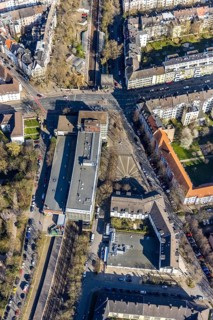Aerial photo, Foundation for University Admissions, Sonnenplatz, Dorstfelder Brücke, Dortmund, Ruhr