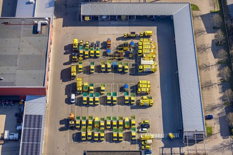 Aerial view, EDG - Entsorgung Dortmund GmbH, car park, Dortmunder Mineralstoffverwertungs GmbH,