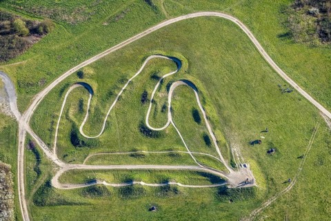 Aerial view, sports facility Mountainbike-Arena EDG, Deusen, Dortmund, Ruhr area, North