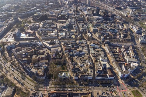 Aerial view, Dortmund city centre view, City, Dortmund, Ruhr area, North Rhine-Westphalia, Germany,
