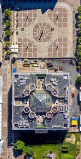 Aerial view, construction site, Dortmund town hall and Friedensplatz, city, Dortmund, Ruhr area,