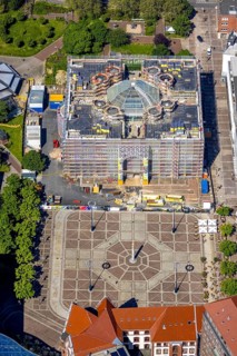 Aerial view, construction site, city hall Dortmund and Friedensplatz, city, Dortmund, Ruhr area,
