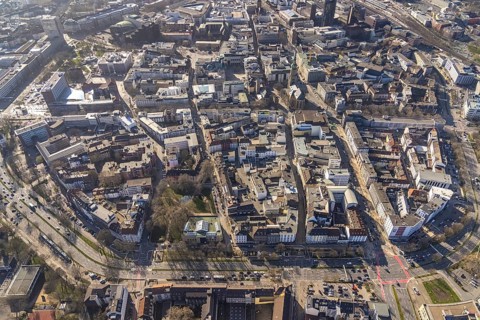Aerial view, Dortmund city centre view, City, Dortmund, Ruhr area, North Rhine-Westphalia, Germany,