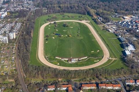 Aerial photo, racecourse Dortmund, golf course, Westfalendamm, Dortmund, Ruhr area, North