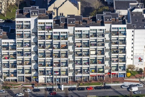 Aerial view, Hannibal I building, Bornstraße, Borsigplatz, Dortmund, Ruhr area, North
