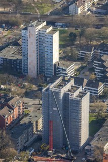 Aerial photo, demolition construction site high-rise building Kielstraße, project urban