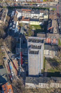 Aerial view, demolition construction site high-rise building Kielstraße, project urban