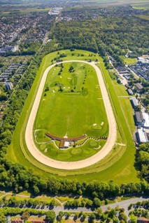 Aerial view, racecourse Dortmund with golf course, golf club GolfRange Dortmund, golf course at the