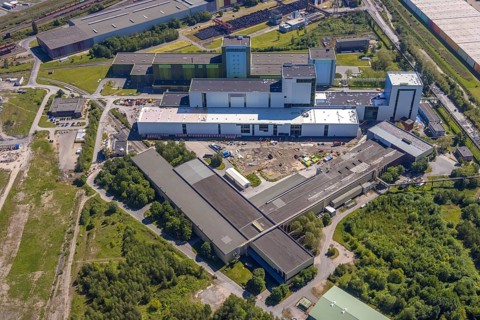 Aerial photo, thyssenkrupp Steel Europe, Borsigplatz, Dortmund, Ruhr area, North Rhine-Westphalia,