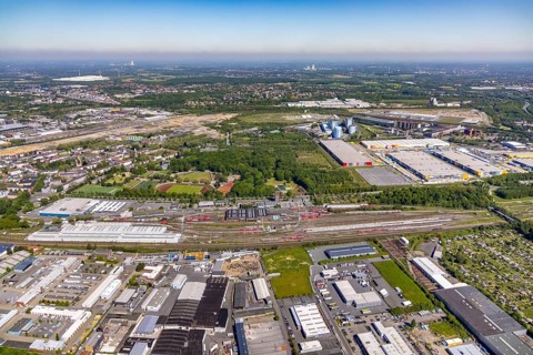 Aerial view, railway station, ICE plant Dortmund, Kaiserbrunnen, Dortmund, Ruhr area, North