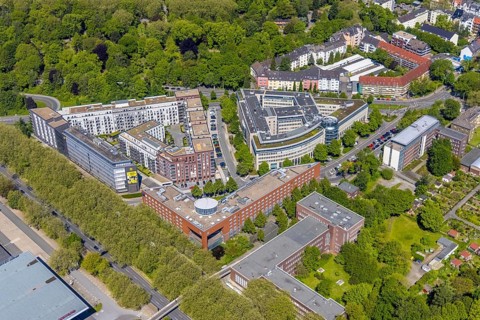 Aerial view, Berswordt-Quartier, Berswordt-Carrée, Berswordtstraße, Westfalenhalle, Dortmund, Ruhr