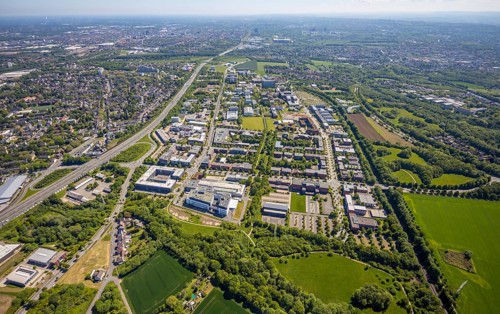 Aerial photograph, Dortmund University of Technology and Dortmund Technology Park, Oespel,