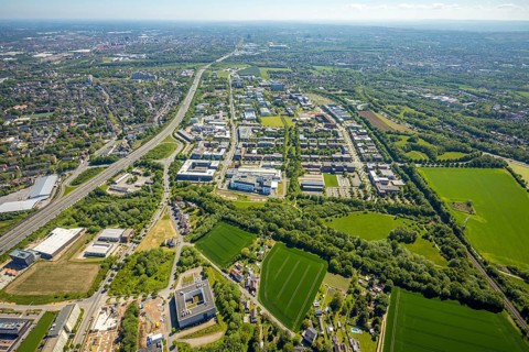 Aerial photograph, Dortmund University of Technology and Dortmund Technology Park, Oespel,