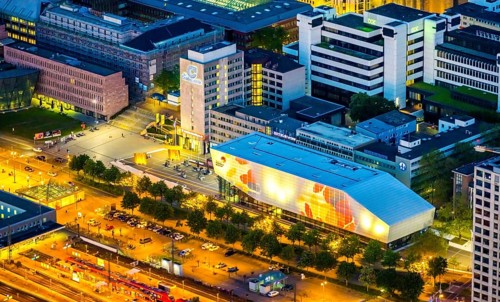 Aerial photo, German Football Museum, city, Dortmund, Ruhr area, North Rhine-Westphalia, Germany,