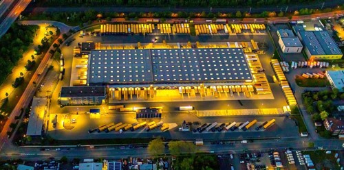 Aerial photography, Dachser SE, freight forwarding service, Dorstfelder Brücke, Dortmund, Ruhr