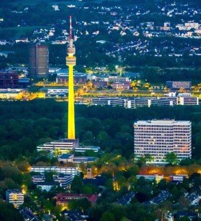 Aerial photo, Florian Tower in Westfalenpark, Ruhrallee, Dortmund, Ruhr area, North