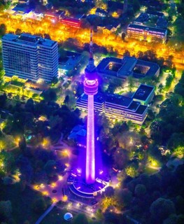 Aerial view, Florian Tower in Westfalenpark, Ruhrallee, Dortmund, Ruhr area, North