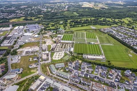 Aerial photo, Brackeler Feld, Hohenbuschei, Borussia Dortmund training ground, Brackel, Dortmund,