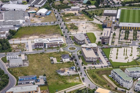 Aerial photo, Brackeler Feld, Hohenbuschei, Borussia Dortmund training ground, Brackel, Dortmund,