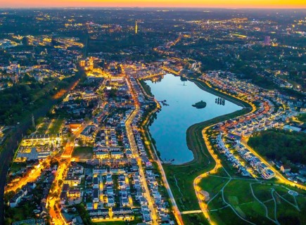 Aerial view, Phoenix Lake and Florian Tower, Hörde, Dortmund, Ruhr area, North Rhine-Westphalia,