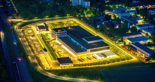 Aerial view, Deutsche Federal Bank branch, Aplerbeck, Dortmund, Ruhr area, North Rhine-Westphalia,