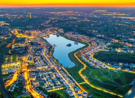 Aerial view, Phoenix Lake and Florian Tower, Hörde, Dortmund, Ruhr area, North Rhine-Westphalia,