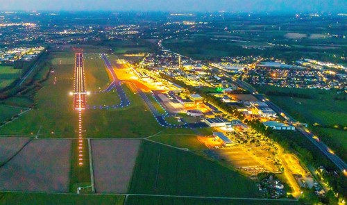 Aerial photo, Dortmund Airport, DTM, Wickede, Dortmund, Ruhr area, North Rhine-Westphalia, Germany,
