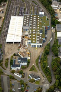 Aerial view, DSW21 depot Dorstfeld in the district Dorstfeld in Dortmund, Ruhr area, North