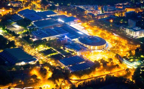 Aerial photography, Westfalenhallen, Westfalenhalle, Dortmund, Ruhr area, North Rhine-Westphalia,