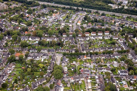 Aerial view, workers' housing estate Oberdorstfeld with Wittener Straße, Zollvereinstraße and