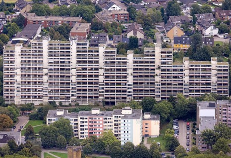 Aerial view, Dorstfelder Hannibal II building in the district Dorstfeld in Dortmund, Ruhr area,
