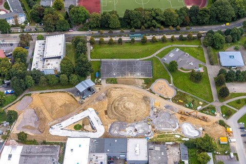 Aerial view, Skatepark Hombruch BMX and Mountainbike area in the district Menglinghausen in