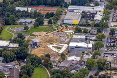 Aerial view, Skatepark Hombruch BMX and Mountainbike area in the district Menglinghausen in