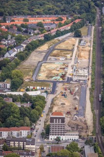Aerial view, construction site Kronprinzenviertel for new construction of residential units Am