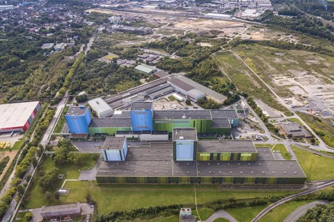 Aerial view, thyssenkrupp Steel Europe AG - FBA 10 on the site of the old Westfalenhütte in the