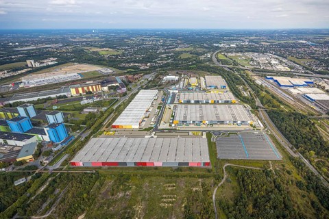Aerial view, Amazon Logistics Dortmund DTM2 in the district Borsigplatz in Dortmund, Ruhr area,