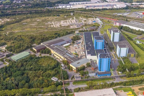 Aerial view, thyssenkrupp Steel Europe AG - FBA 10 on the site of the old Westfalenhütte in the