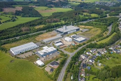 Aerial view, industrial area Buchholz, Ohm und Häner Metallwerk, Theile Metallverarbeitung,