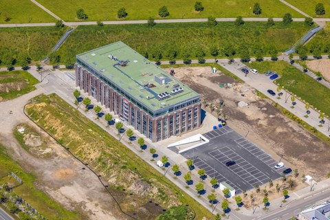 Aerial view, Phönix Arcaden office and commercial building, Antonio-Segni-Straße, Phönix-West