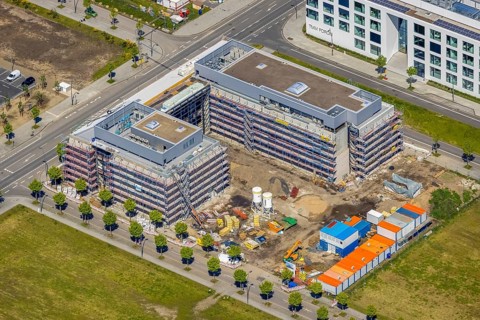 Aerial view, Phönix-West industrial estate and recreation area, Hörde, Dortmund, Ruhr area, North