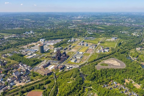 Aerial view, Phönix-West industrial estate and recreation area, Hörde, Dortmund, Ruhr area, North