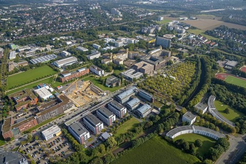 Aerial view, construction site for new refrigeration plant in Dortmund Technology Park on