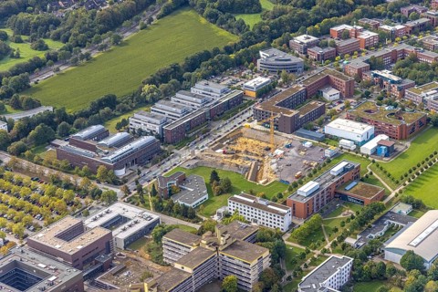 Aerial view of the TZDO - TechnologieZentrumDortmund GmbH, Technical University of Dortmund with