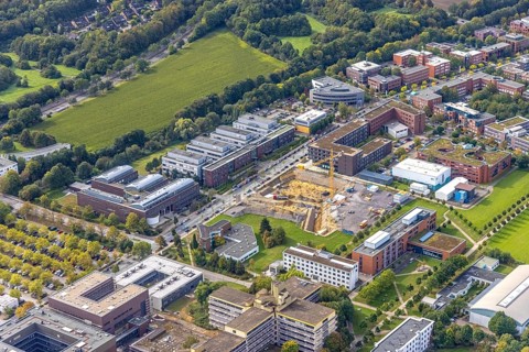 Aerial view of the TZDO - TechnologieZentrumDortmund GmbH, Technical University of Dortmund with