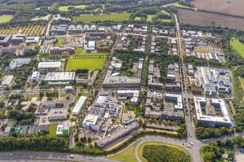 Aerial view of TZDO - TechnologieZentrumDortmund GmbH, Technische Universität Dortmund Campus Nord