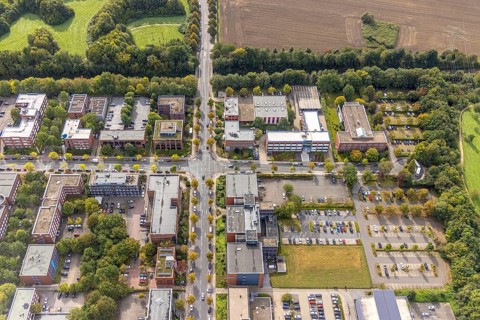 Aerial view of TZDO - TechnologieZentrumDortmund GmbH, Technische Universität Dortmund with company