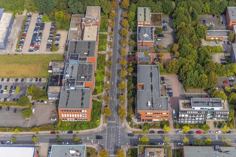 Aerial view of TZDO - TechnologieZentrumDortmund GmbH, Technische Universität Dortmund Campus Nord